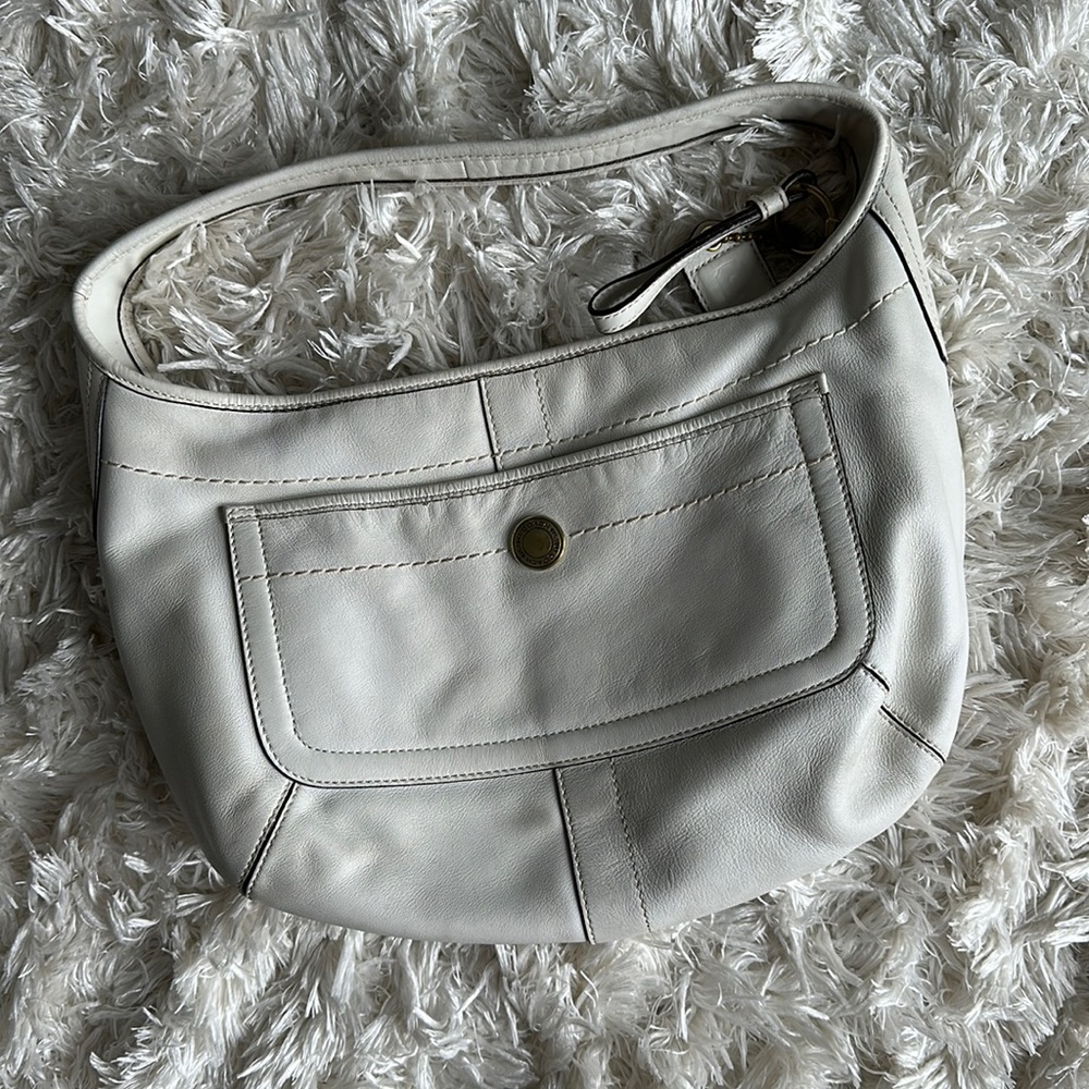 Coach Cream Shoulder Bag with Front Pocket